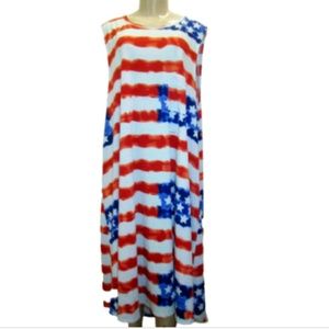 LuLaRoe 3X Sleeveless Hi Low Flag Print Dress